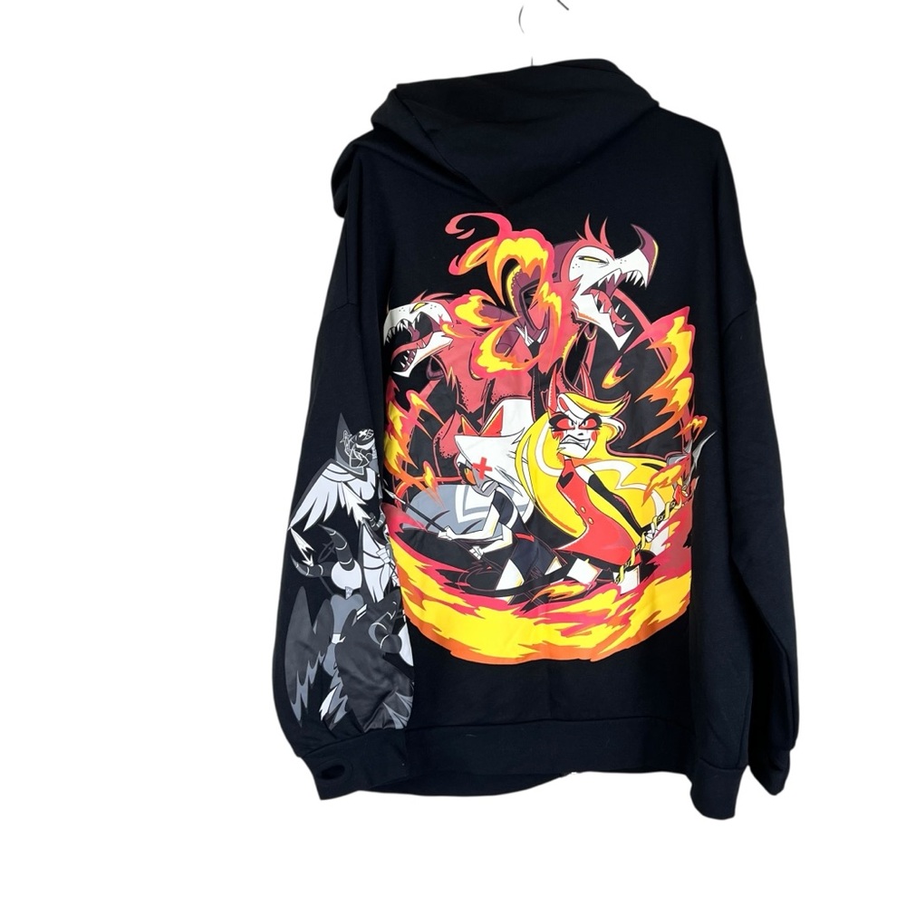 Hot Topic Hazbin Hotel Vaggie & Charlie Girls Oversized Hoodie SZ L - Picture 3 of 10